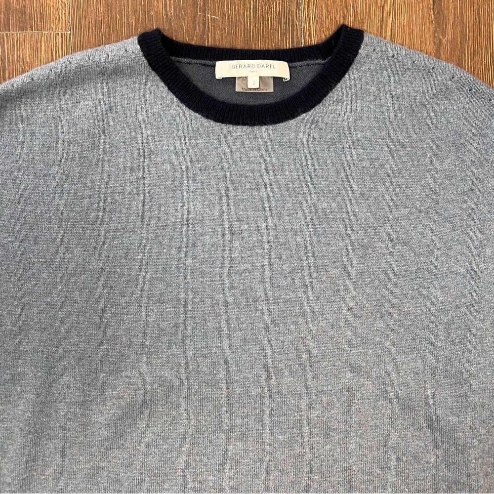 GERARD DAREL Lovana Oversized 100% Cashmere Sweater In Stylish Blue SZ MED - Picture 3 of 7